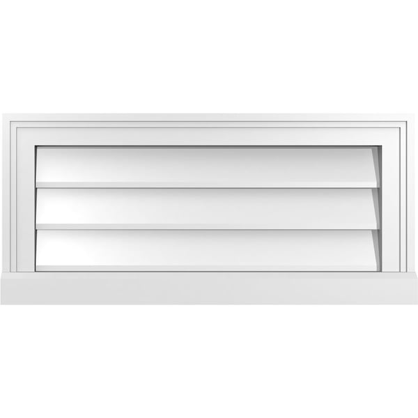 Ekena Millwork Vertical Surface Mount PVC Gable Vent w/ 2"W x 2"H , Brickmould Sill Frame, 26"W x 12"H GVPVE26X1203SN - main
